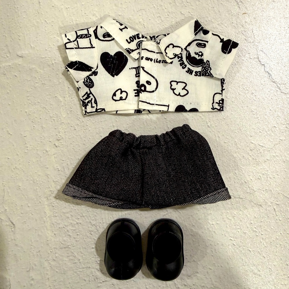 Labubu 3 piece outfit. Denim pants shirt and shoes. New